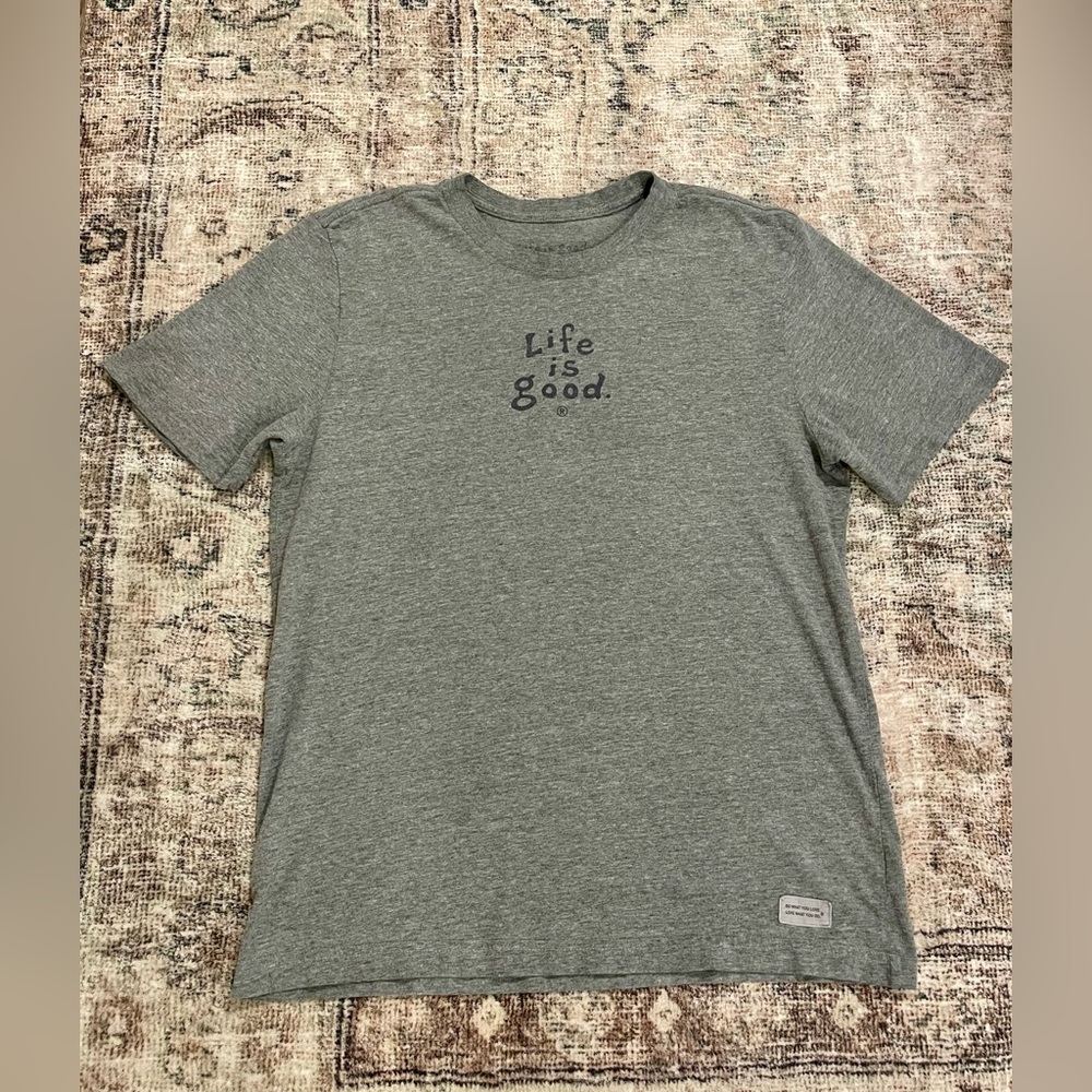 Life Is Good Gray Short Sleeve Tee Classic Comfort
